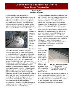 Common Sources of Failure of Tile Decks on Wood Frame