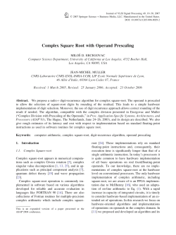 Complex Square Root with Operand Prescaling