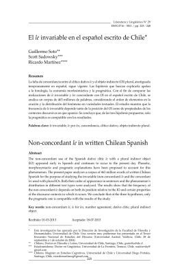 El le invariable en el espa&ntilde;ol escrito de Chile* Non