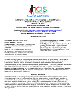 call for submissions - The International Congress on Infant Studies