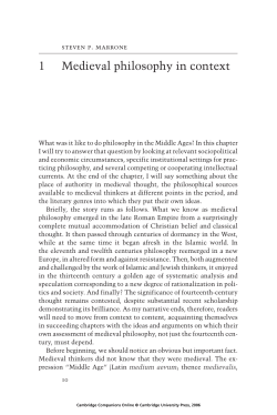 1 Medieval philosophy in context