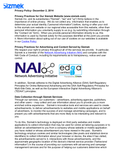 Privacy Policy- December 2, 2014 Privacy Practices for Our Sizmek