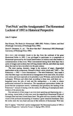 The Homestead Lockout of 1892 in Historical Perspective