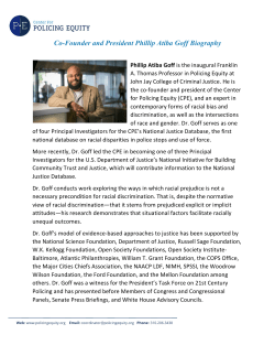 Co-Founder and President Phillip Atiba Goff Biography