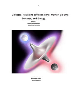 Universe. Relations between Time, Matter, Volume