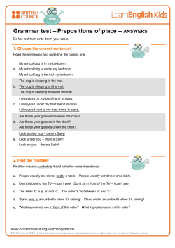 Grammar test &ndash; Prepositions of place