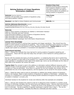 Solving Systems of Linear Equations Elimination (Addition)