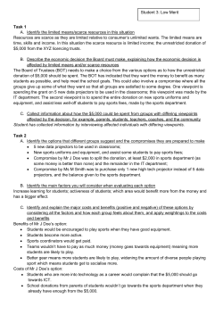 Task 1 A. Identify the limited means/scarce resources in this