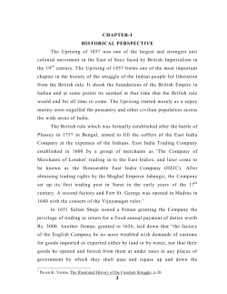 1 CHAPTER-I HISTORICAL PERSPECTIVE The Uprising of 1857