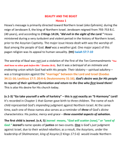 BEAUTY AND THE BEAST Hosea 1 Hosea`s message is primarily