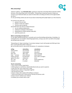 H e rtz. Train in g fo r scie n tists Why networking?