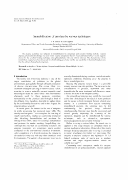 Immobilisation of amylase by various techniques