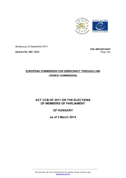 ACT CCIII OF 2011 ON THE ELECTIONS OF MEMBERS OF