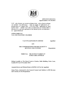 Appeal number: FTC/82/2013 VAT &ndash; sale of motor car on part
