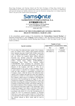 Poll Results of the Extraordinary General Meeting held