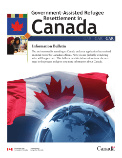 Government-Assisted Refugee Resettlement in Canada
