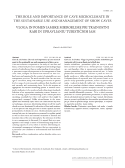 THE ROLE AND IMPORTANCE OF CAVE MICROCLIMATE IN THE