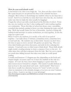 How do your read-alouds work? - The North Carolina New Teacher