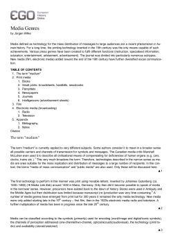 Media Genres - EGO | European History Online