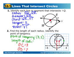 12-1 Lines That Intersect Circles