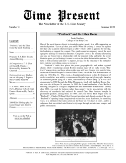 The Newsletter of the T. S. Eliot Society &ldquo;Prufrock&rdquo; and the Ether Dome