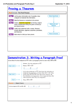 2-5 Postulates and Paragraph Proofs Day 2