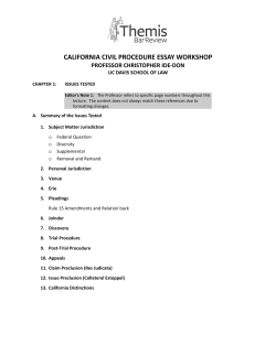 CALIFORNIA CIVIL PROCEDURE ESSAY WORKSHOP