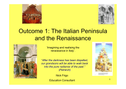 Outcome 1: The Italian Peninsula and the Renaissance