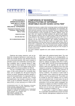 comparison of biodiesel productivities of different vegetable oils