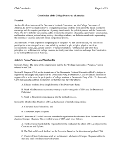 CDA`s Constitution and Bylaws