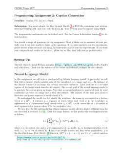Programming Assignment 2: Caption Generation Setting Up Neural