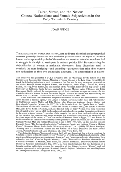 Talent, Virtue, and the Nation: Chinese Nationalisms and Female