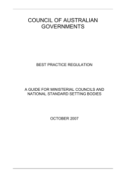 Best Practice Regulation - Department of the Prime Minister and