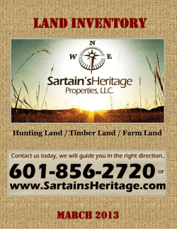Land Inventory - Sartain`s Heritage Properties