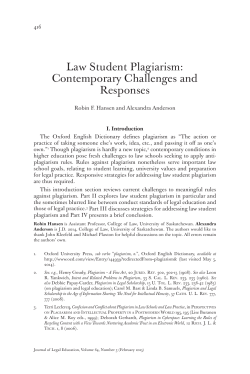 Law Student Plagiarism: Contemporary Challenges and Responses