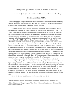 The Influence of Fran&ccedil;ois Couperin on Bernard de Bury and