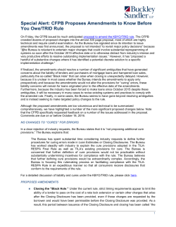 Special Alert: CFPB Proposes Amendments to Know Before You
