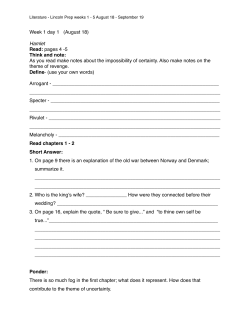 Literature Lincoln Prep weeks 1