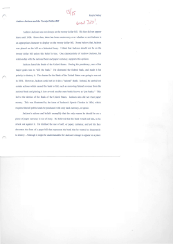 Andrew Jackson and the Twenty Dollar Bill