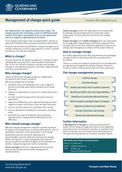 Management of change quick guide - Department of Transport and