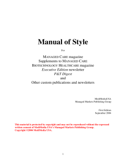 Manual of Style - Managed Care Magazine