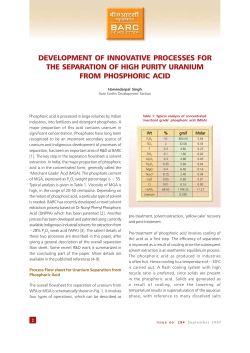 development of innovative processes for the separation of