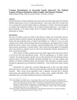 The Political Legacies Of Queen Elizabeth I, Indira Gandhi, And