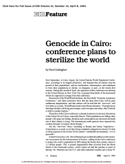 Genocide in Cairo: Conference Plans To Sterilize the World