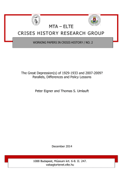 MTA &ndash; ELTE CRISES HISTORY RESEARCH GROUP
