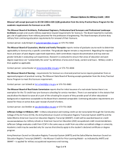 Page 1 of 4 Missouri Options for Military Credit &ndash; 2015 Missouri will