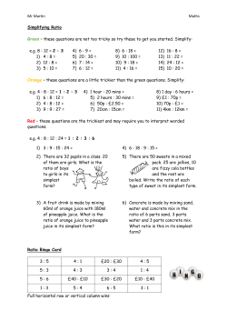 Mr Martin Maths Simplifying Ratio Green &ndash; these questions are not