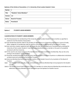 Formal presentation of the proposed byelaws for the Students` Union