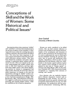 Conceptions of Skill and the Work of Women: Some Historical and