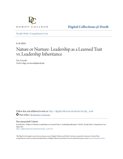 Nature or Nurture: Leadership as a Learned Trait vs. Leadership